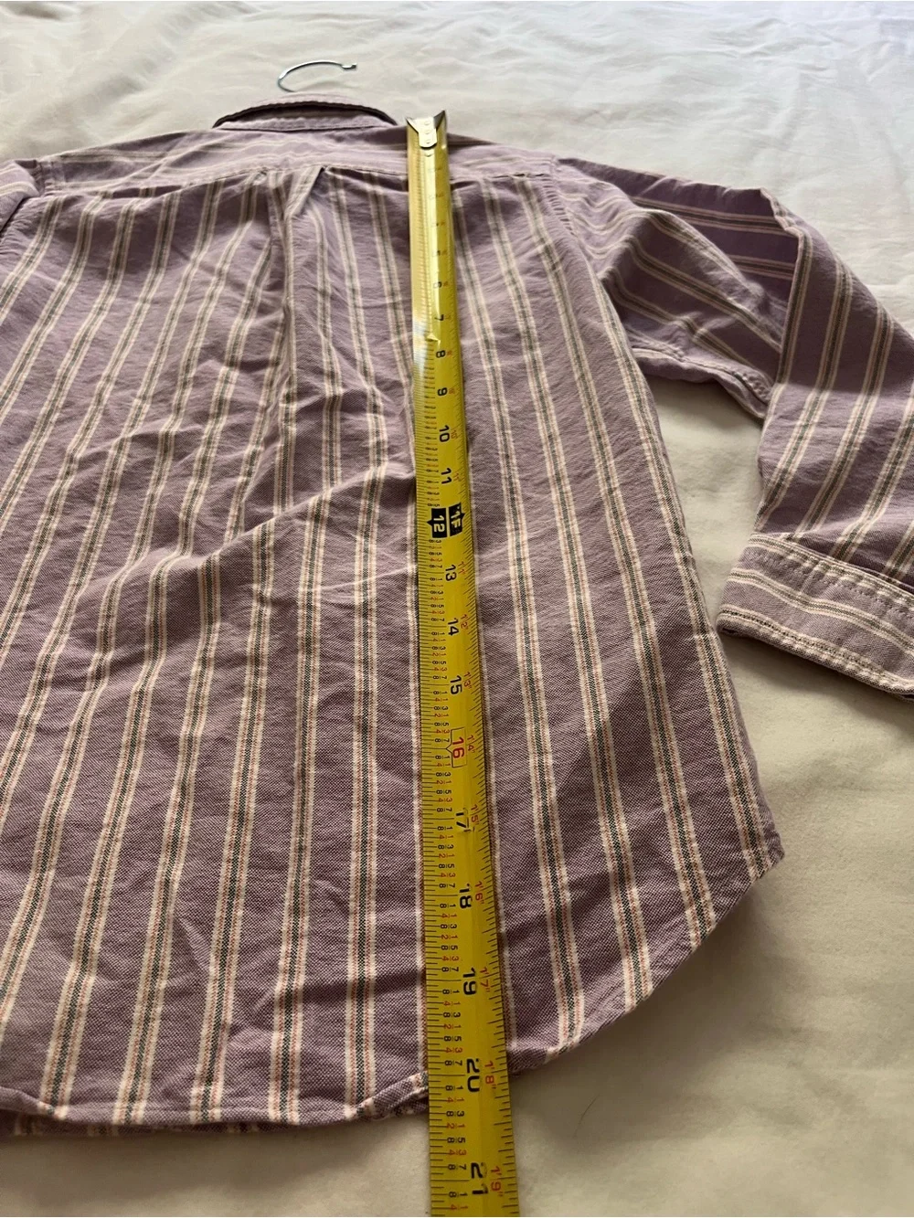 Ralph Lauren Boys Button Down Lilac Purple Vertical Stripe 100% Cotton Size 7